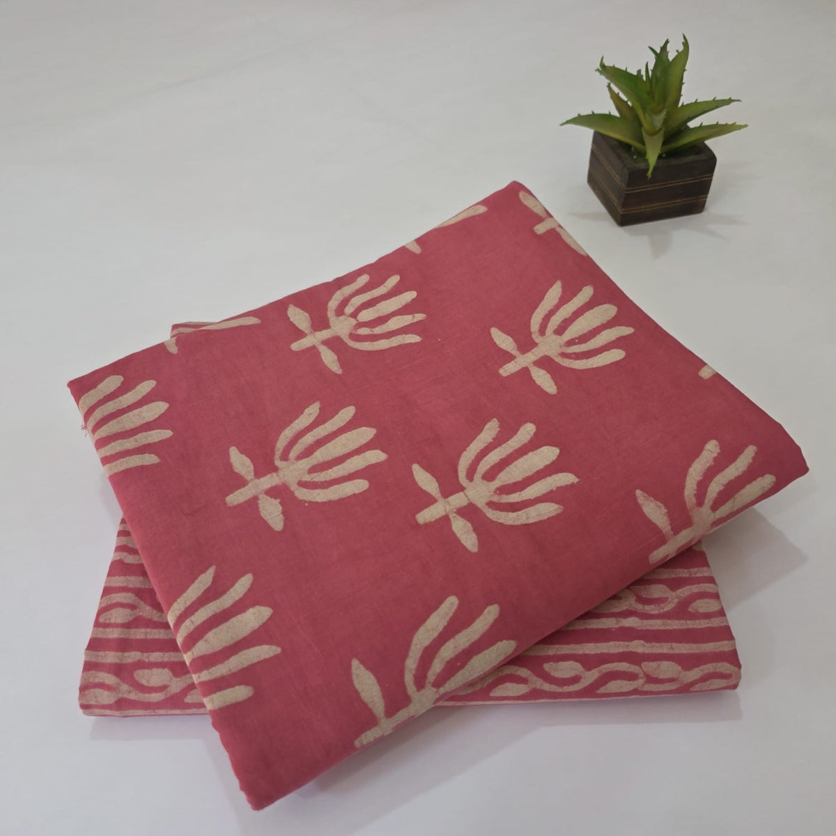 Premium Hand Block Printed Cotton Suit Top And Bottom Set
