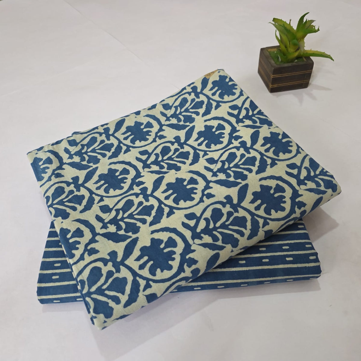 Premium Hand Block Printed Cotton Suit Top And Bottom Set