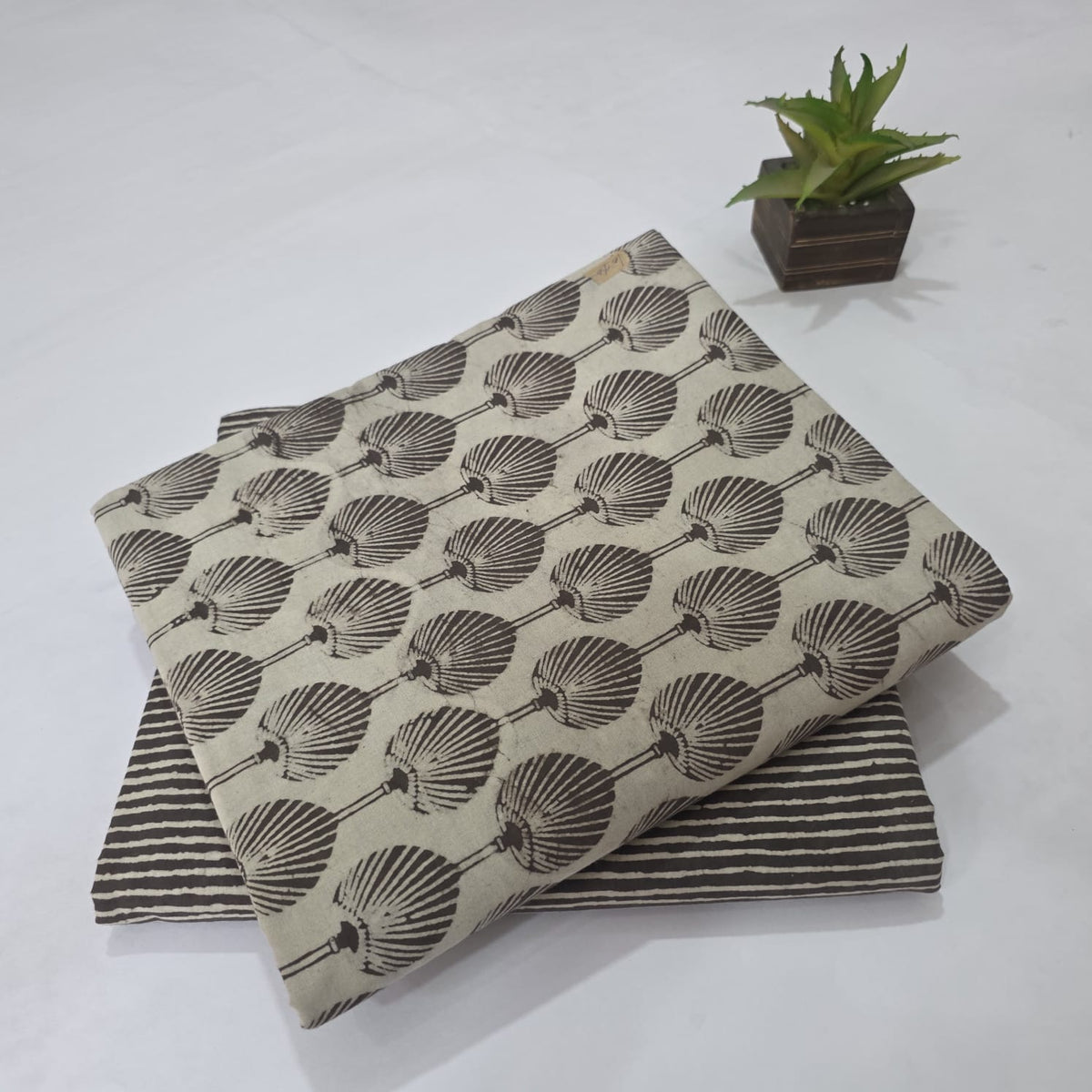 Premium Hand Block Printed Cotton Suit Top And Bottom Set