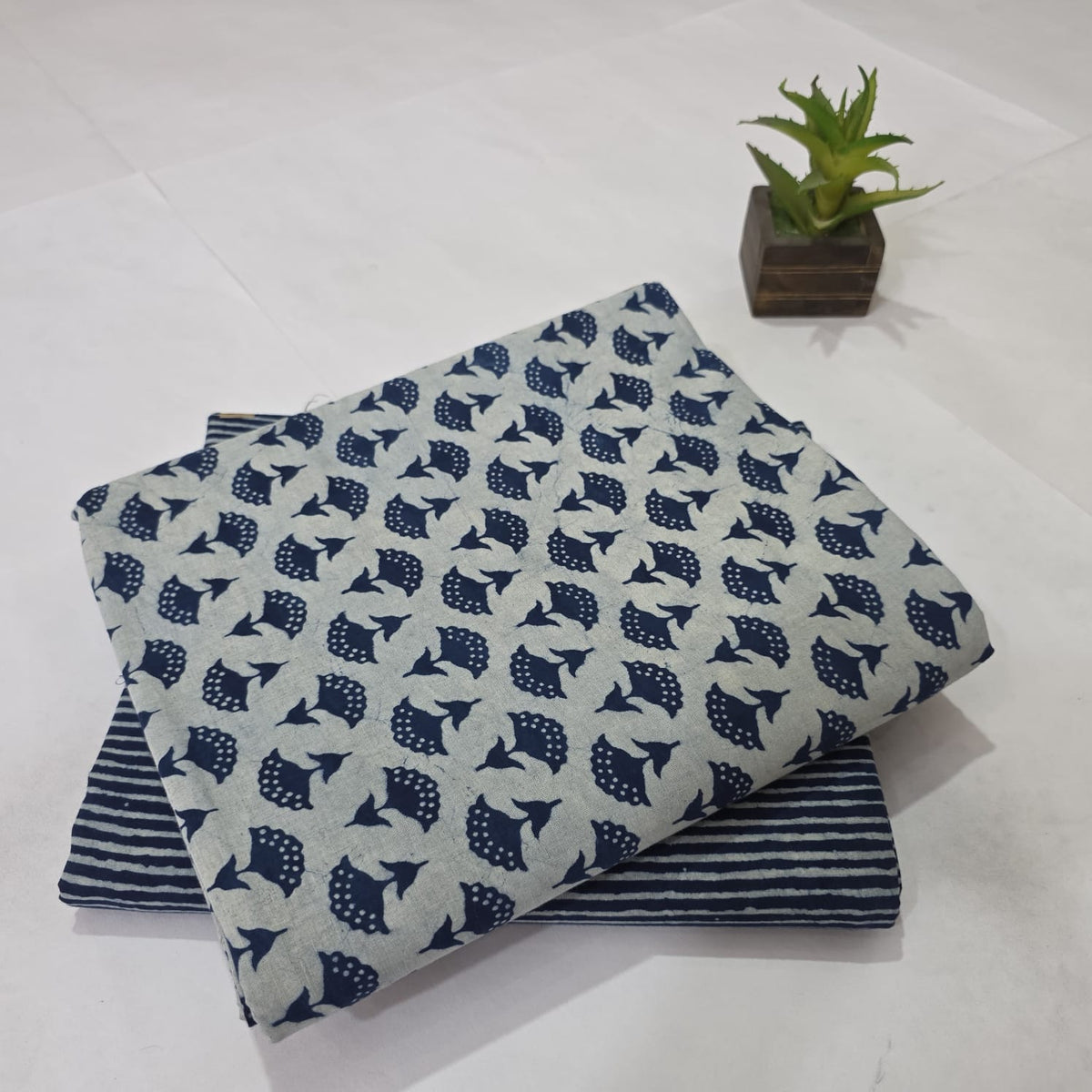 Premium Hand Block Printed Cotton Suit Top And Bottom Set