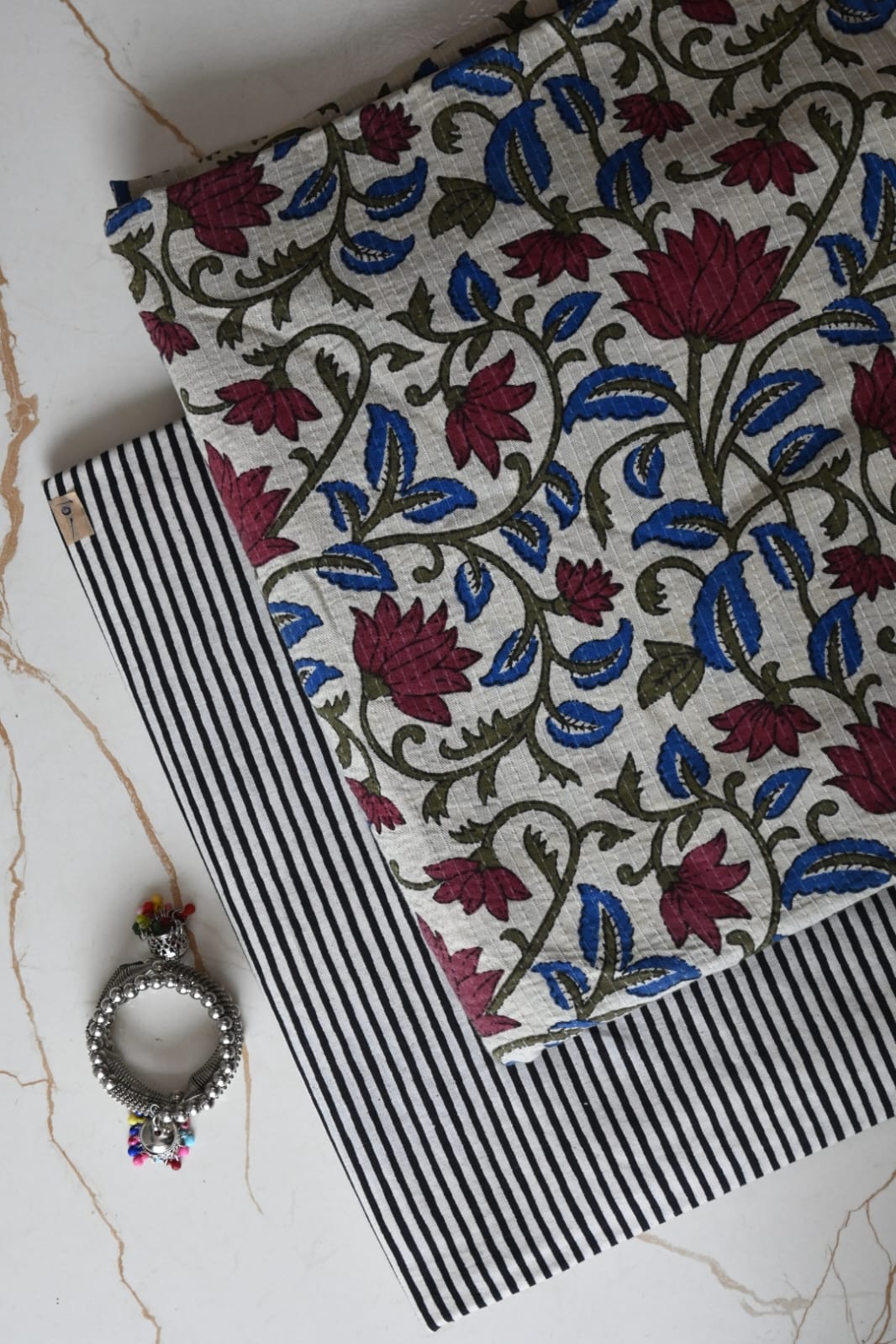 Premium Hand Block Printed Cotton Suit Top And Bottom Set