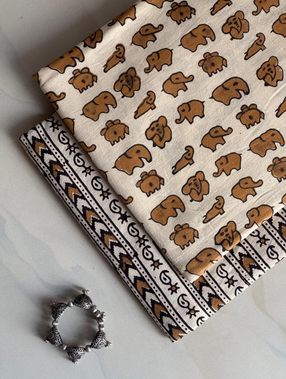 Premium Hand Block Printed Cotton Suit Top And Bottom Set