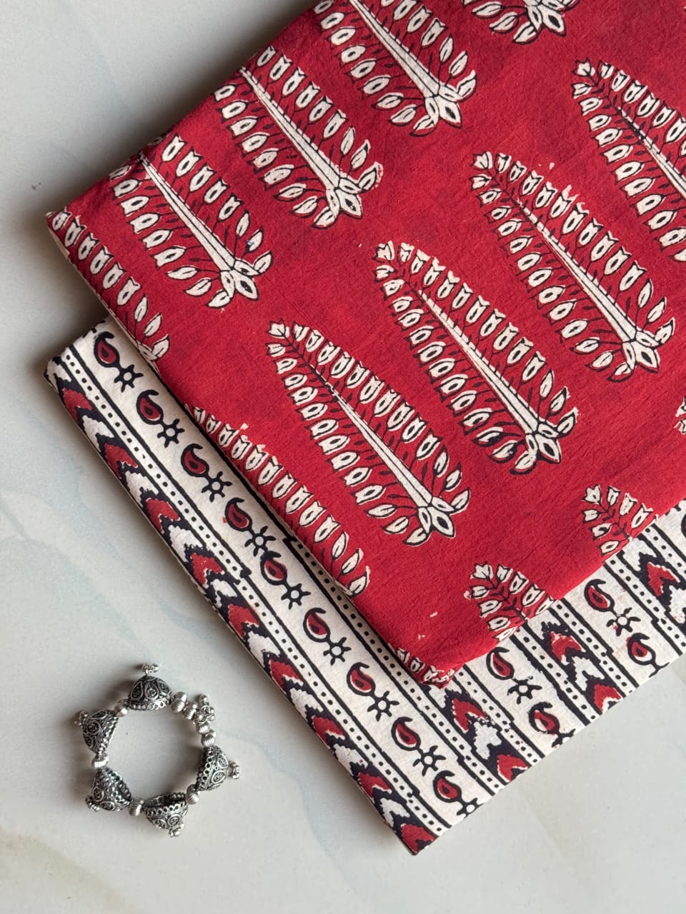 Premium Hand Block Printed Cotton Suit Top And Bottom Set