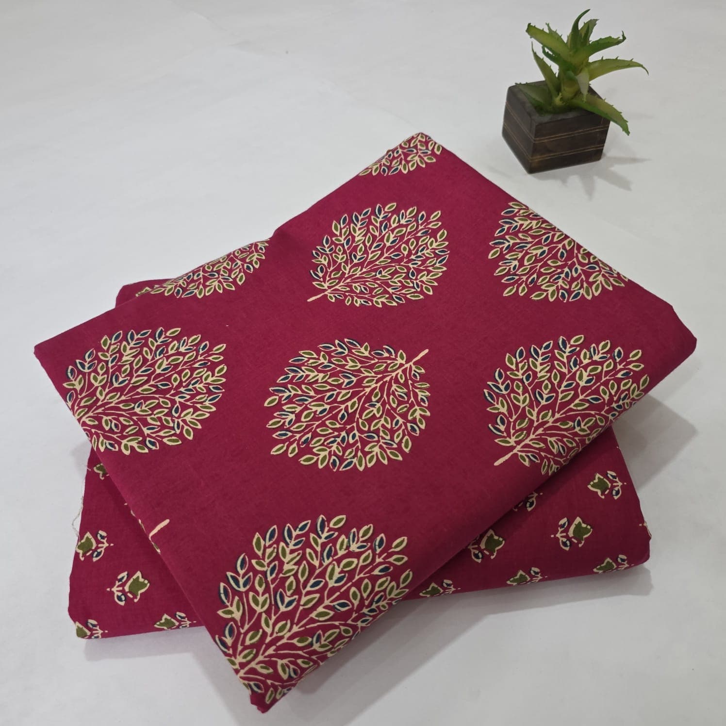 Elegant Hand Block Printed Cotton Suit Top And Bottom Set