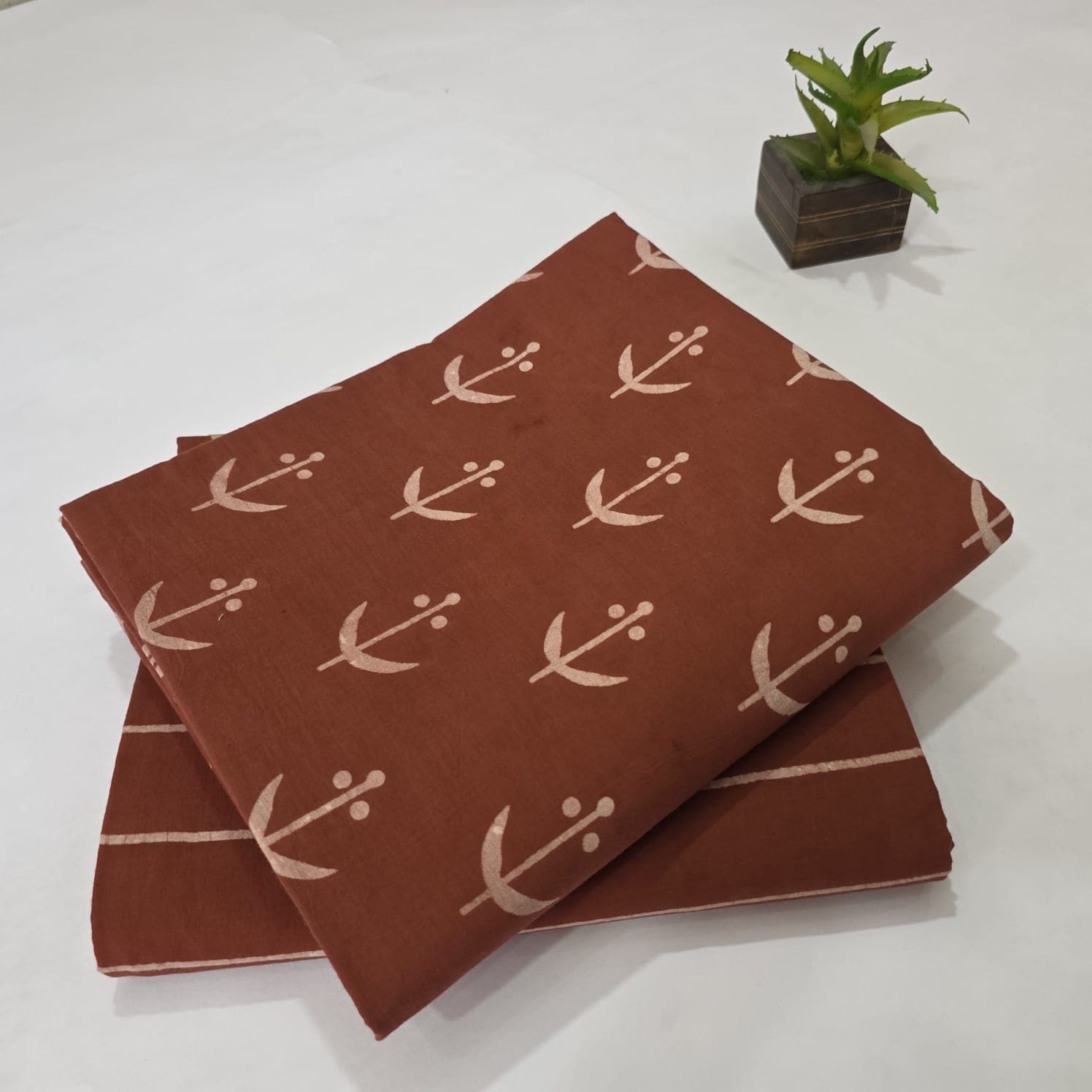Elegant Hand Block Printed Cotton Suit Top And Bottom Set