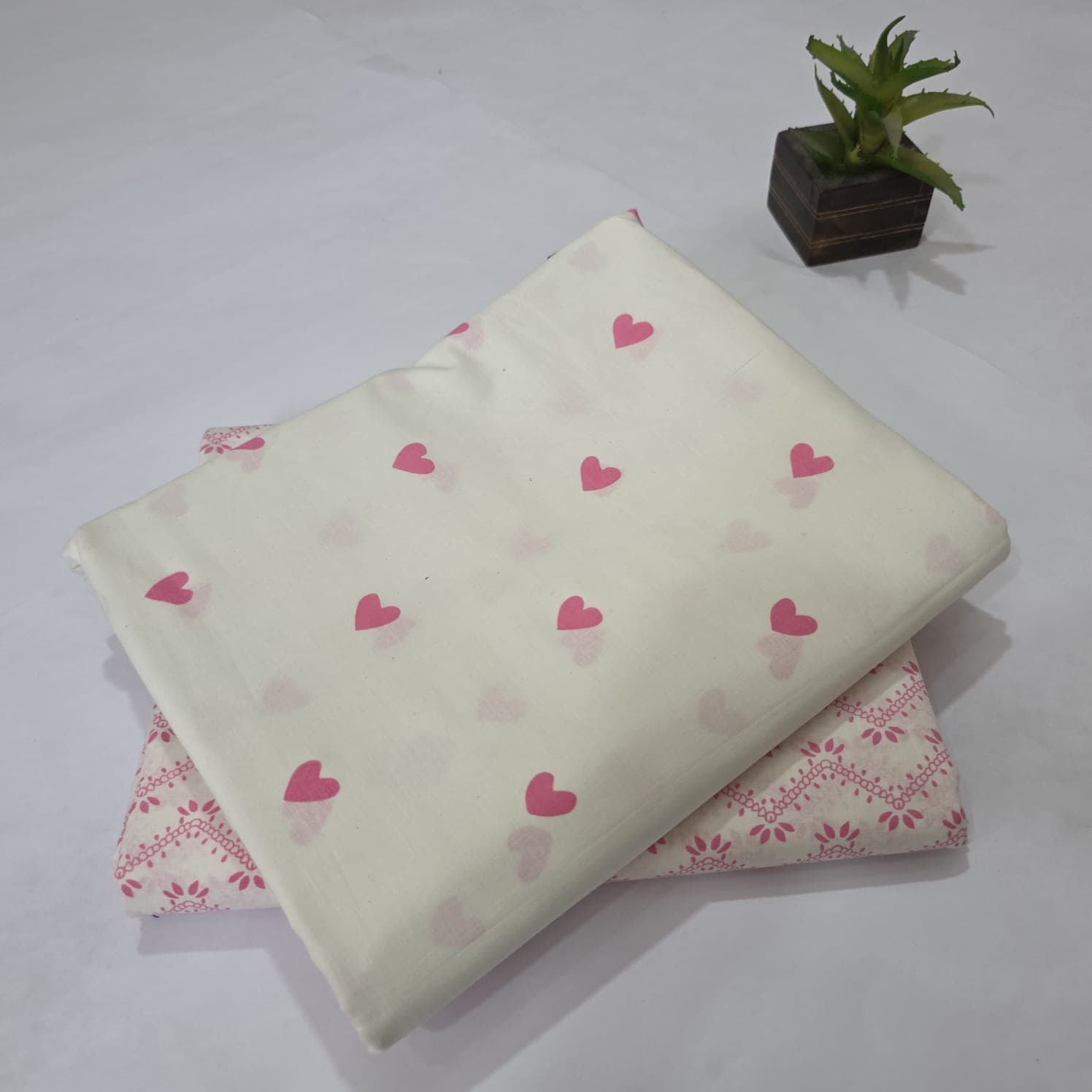 Elegant Hand Block Printed Cotton Suit Top And Bottom Set