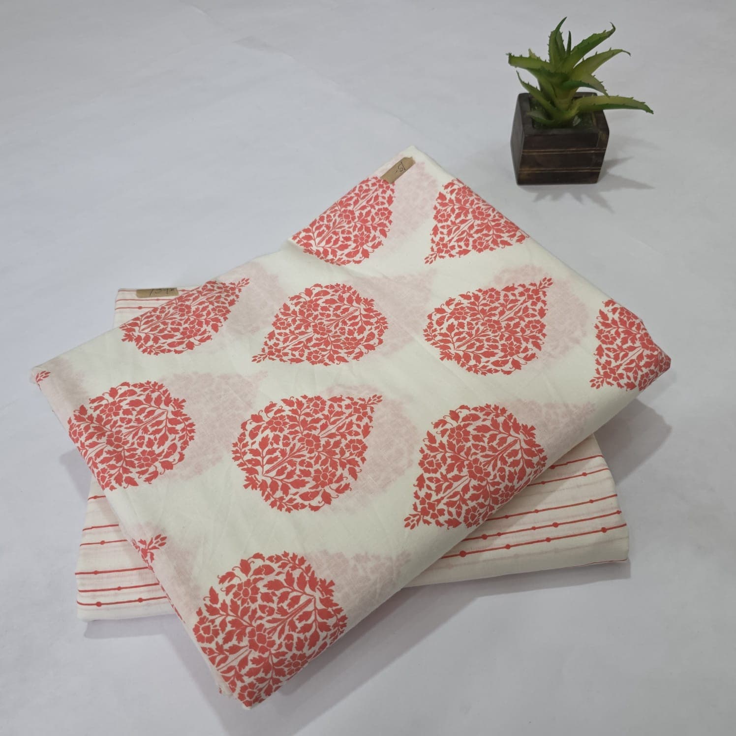 Elegant Hand Block Printed Cotton Suit Top And Bottom Set