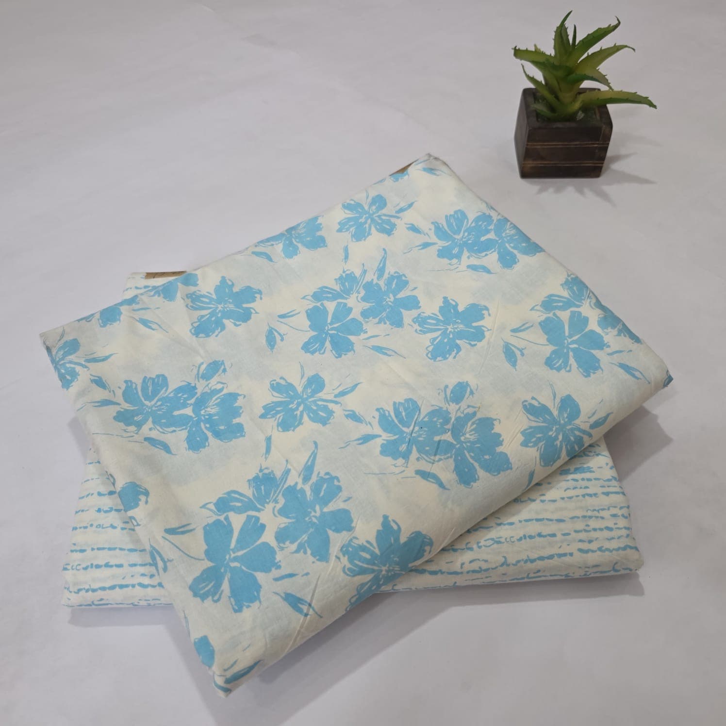Elegant Hand Block Printed Cotton Suit Top And Bottom Set