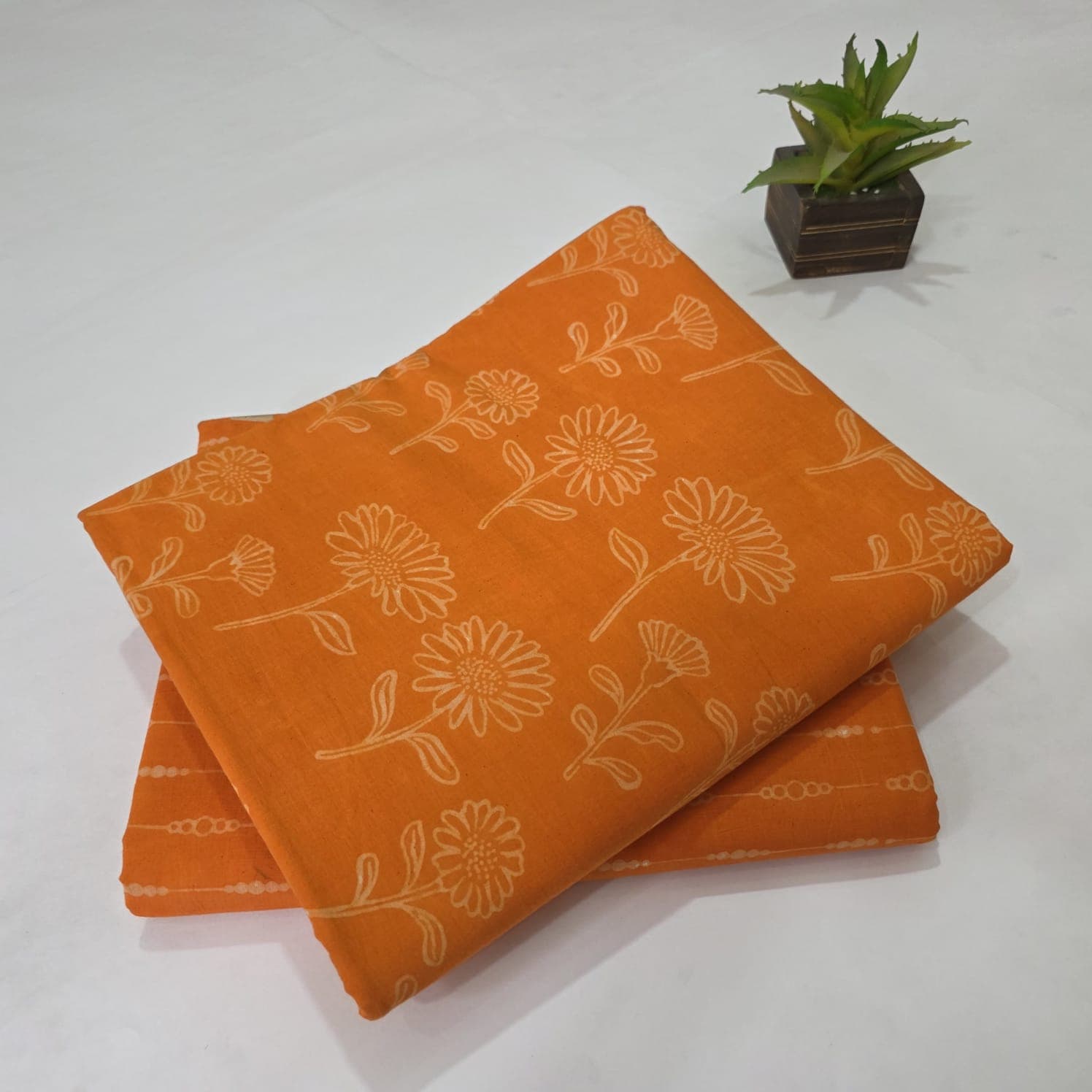 Elegant Hand Block Printed Cotton Suit Top And Bottom Set