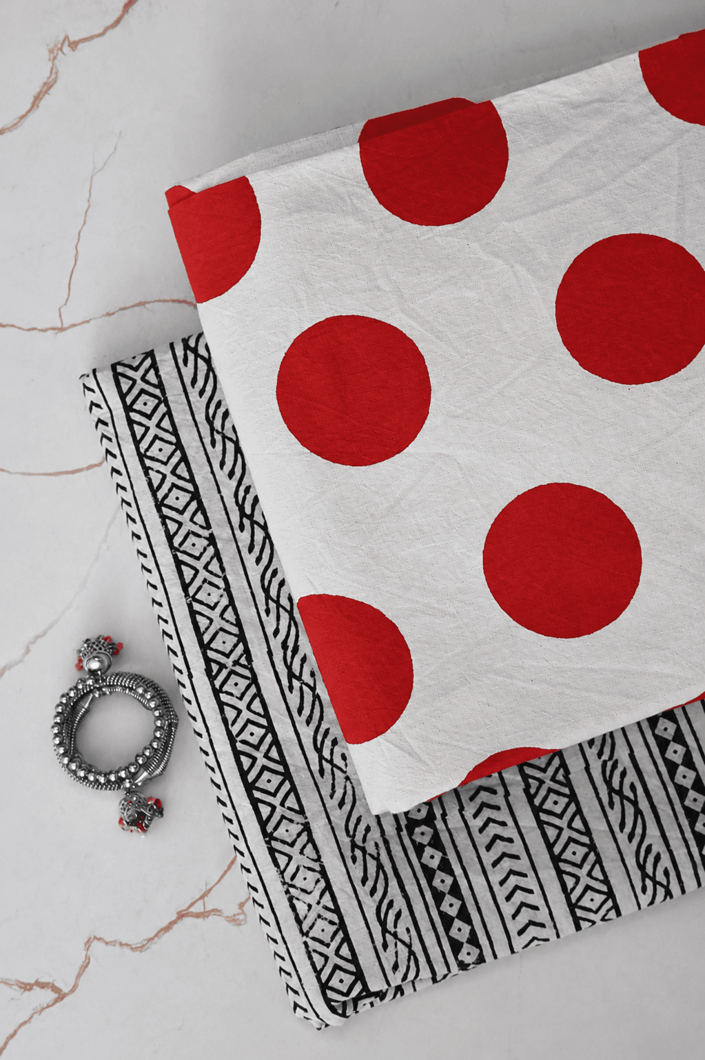 Elegant Hand Block Printed Cotton Suit Top And Bottom Set