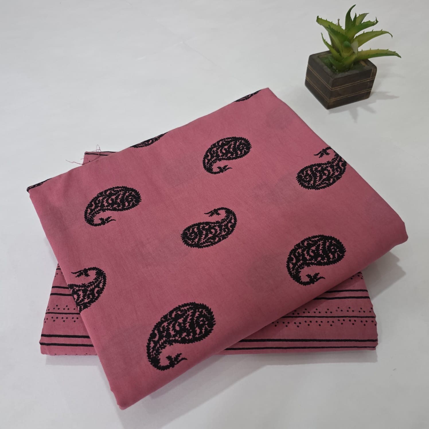 Elegant Hand Block Printed Cotton Suit Top And Bottom Set