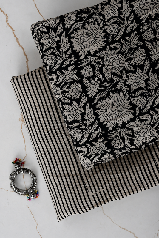 Premium Hand Block Printed Cotton Suit Top And Bottom Set