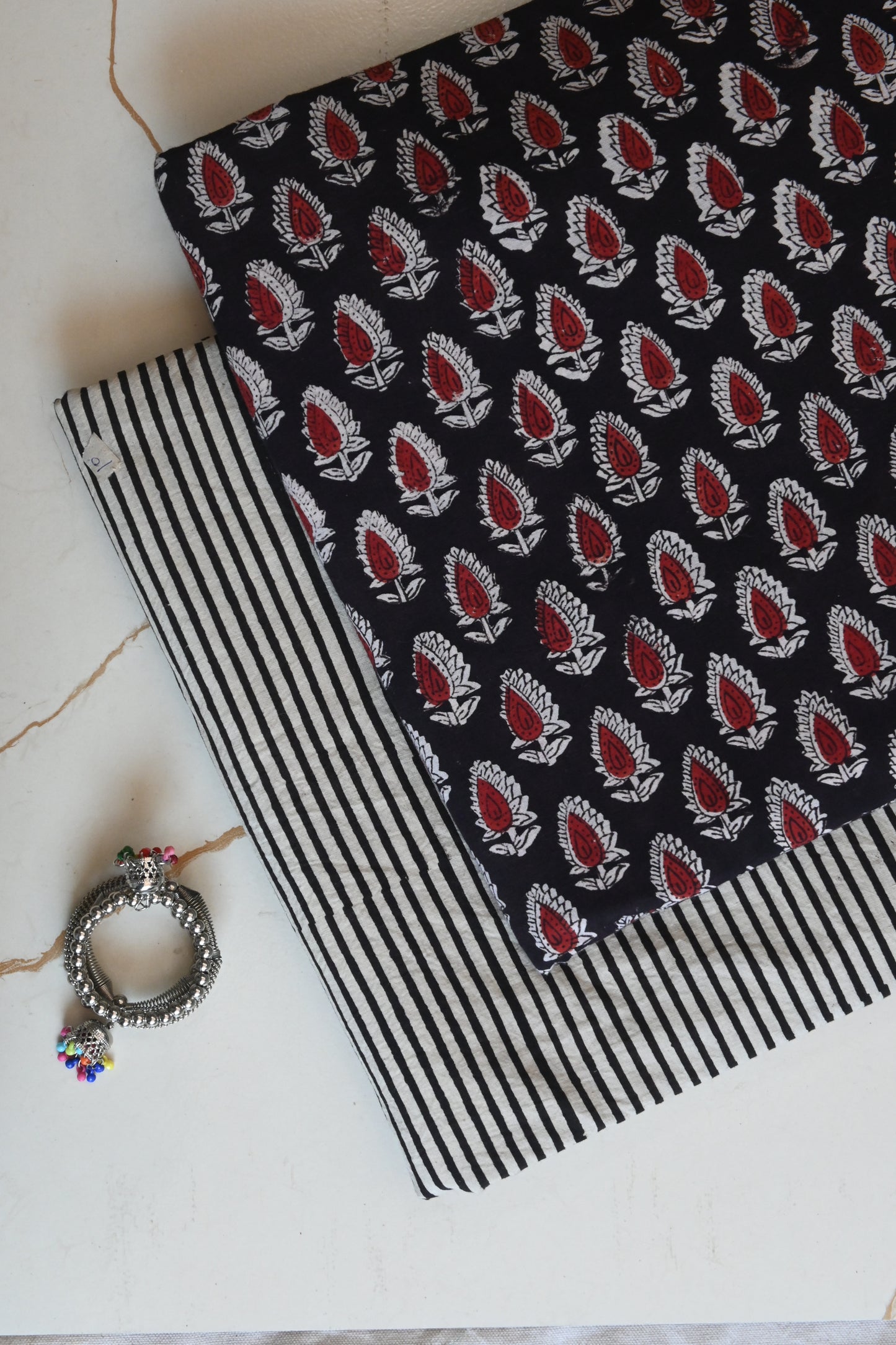Premium Hand Block Printed Cotton Suit Top And Bottom Set