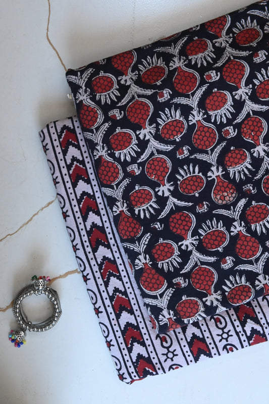 Premium Hand Block Printed Cotton Suit Top And Bottom Set