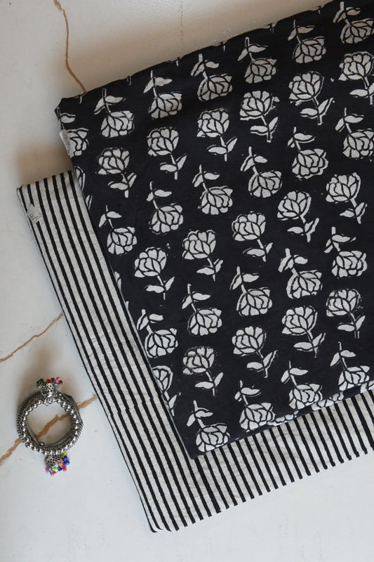 Premium Hand Block Printed Cotton Suit Top And Bottom Set