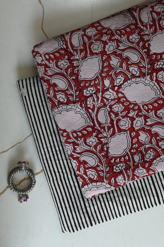 Premium Hand Block Printed Cotton Suit Top And Bottom Set