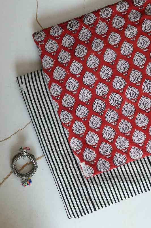 Premium Hand Block Printed Cotton Suit Top And Bottom Set