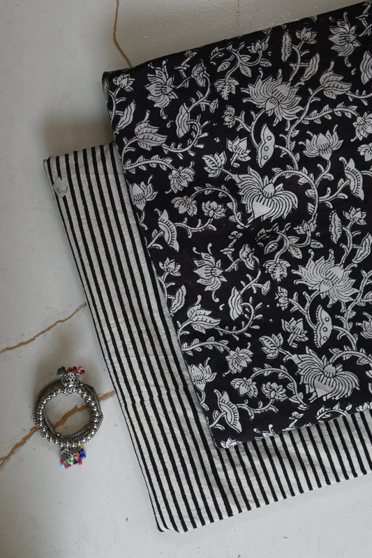 Premium Hand Block Printed Cotton Suit Top And Bottom Set