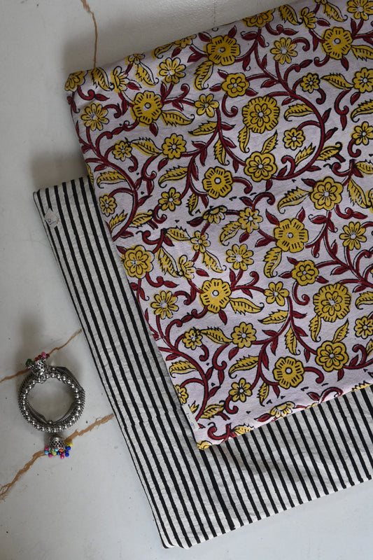 Premium Hand Block Printed Cotton Suit Top And Bottom Set