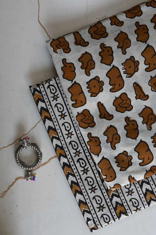 Premium Hand Block Printed Cotton Suit Top And Bottom Set