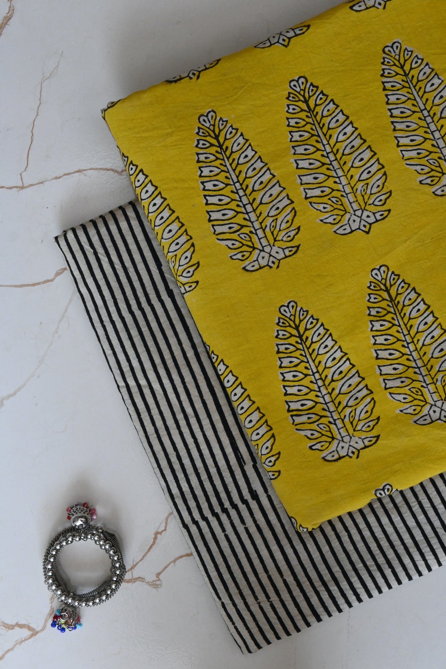 Premium Hand Block Printed Cotton Suit Top And Bottom Set