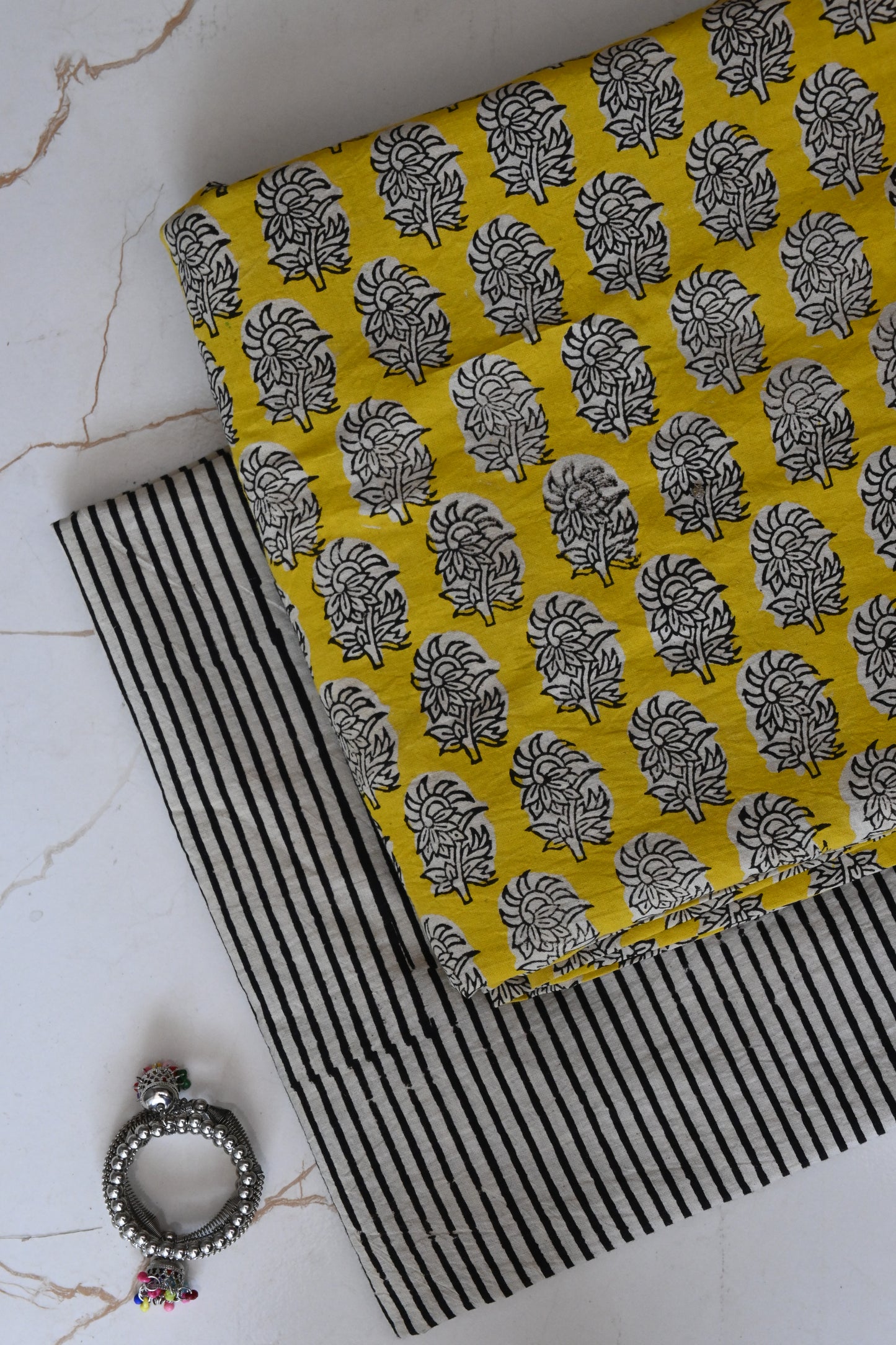 Premium Hand Block Printed Cotton Suit Top And Bottom Set