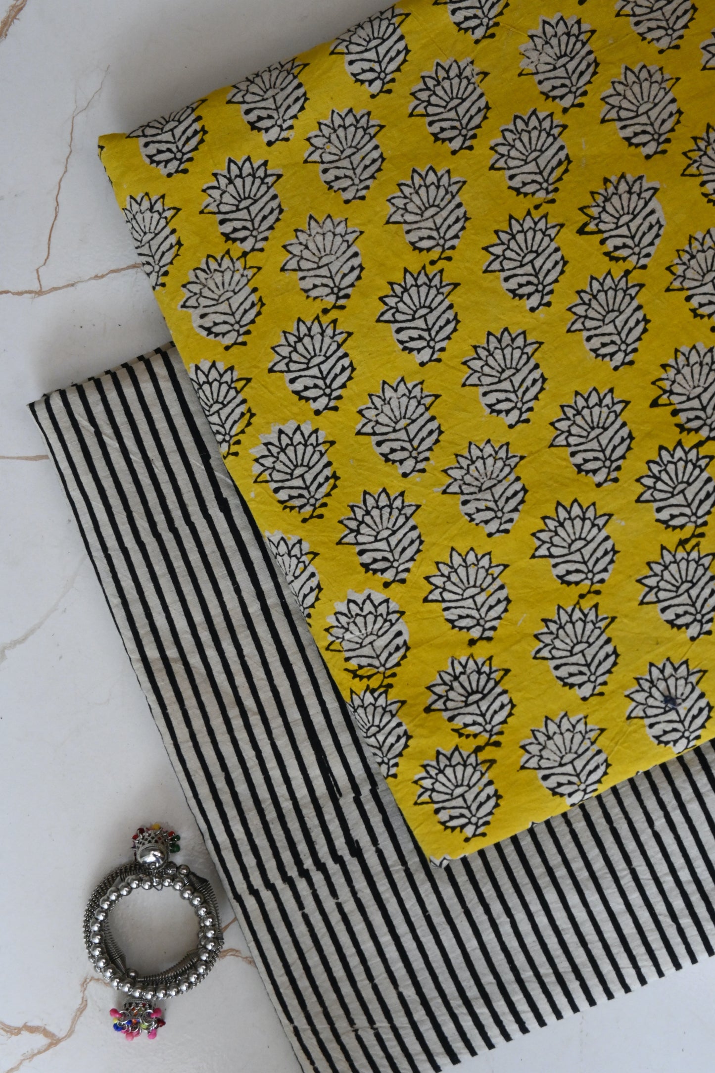Premium Hand Block Printed Cotton Suit Top And Bottom Set