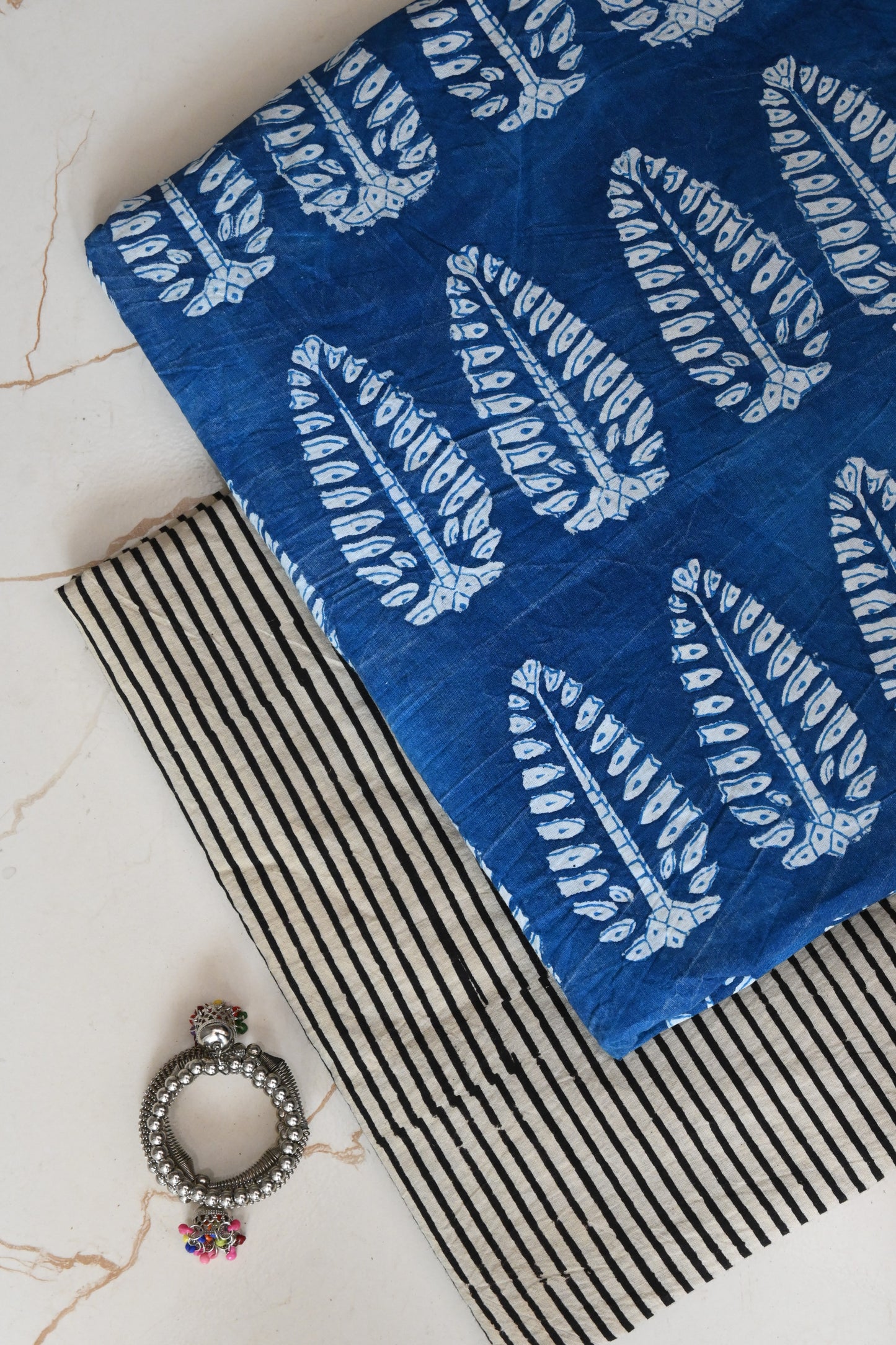 Premium Hand Block Printed Cotton Suit Top And Bottom Set