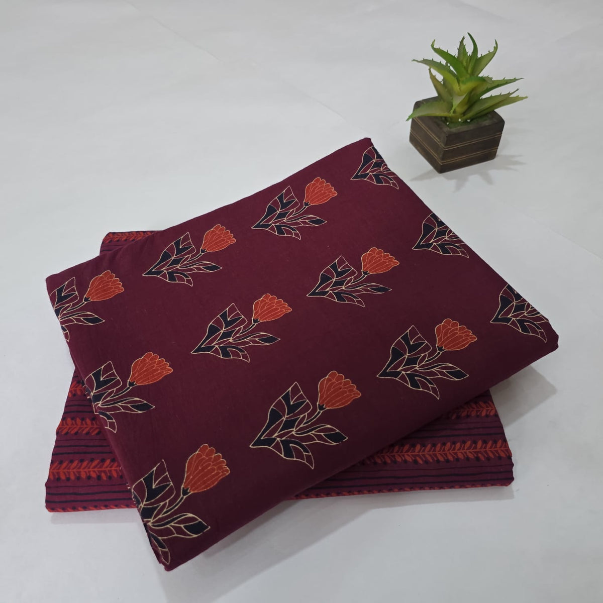 Premium Hand Block Printed Cotton Suit Top And Bottom Set