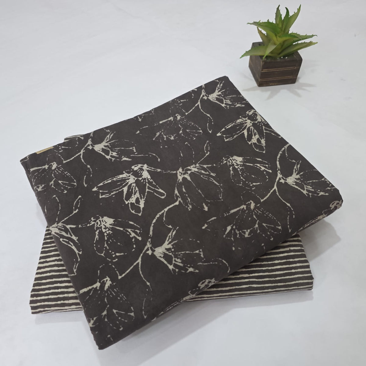 Premium Hand Block Printed Cotton Suit Top And Bottom Set