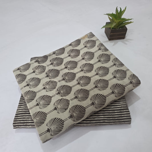 Premium Hand Block Printed Cotton Suit Top And Bottom Set