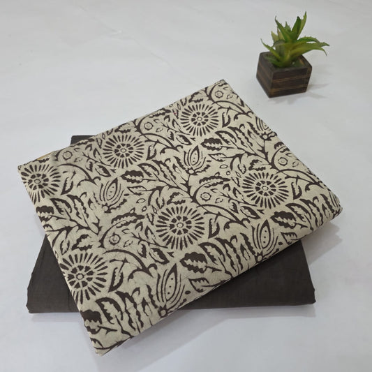 Premium Hand Block Printed Cotton Suit Top And Bottom Set