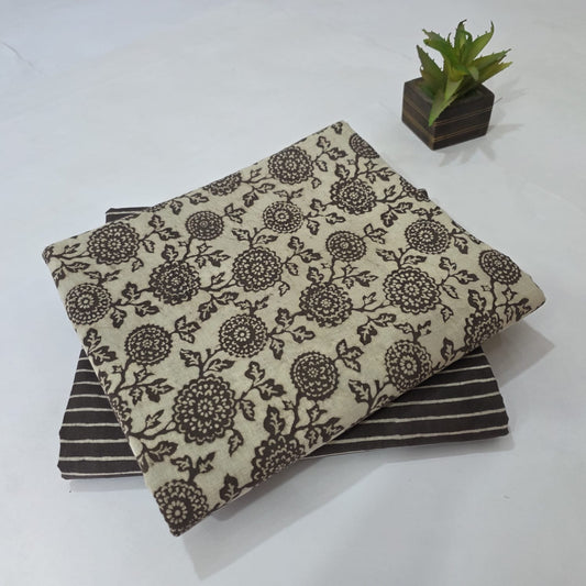 Premium Hand Block Printed Cotton Suit Top And Bottom Set