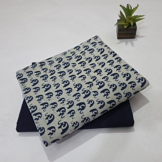 Premium Hand Block Printed Cotton Suit Top And Bottom Set