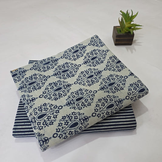 Premium Hand Block Printed Cotton Suit Top And Bottom Set