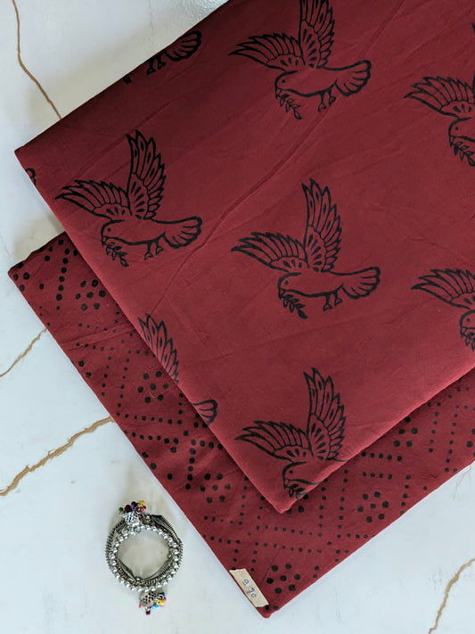 Premium Hand Block Printed Cotton Suit Top And Bottom Set
