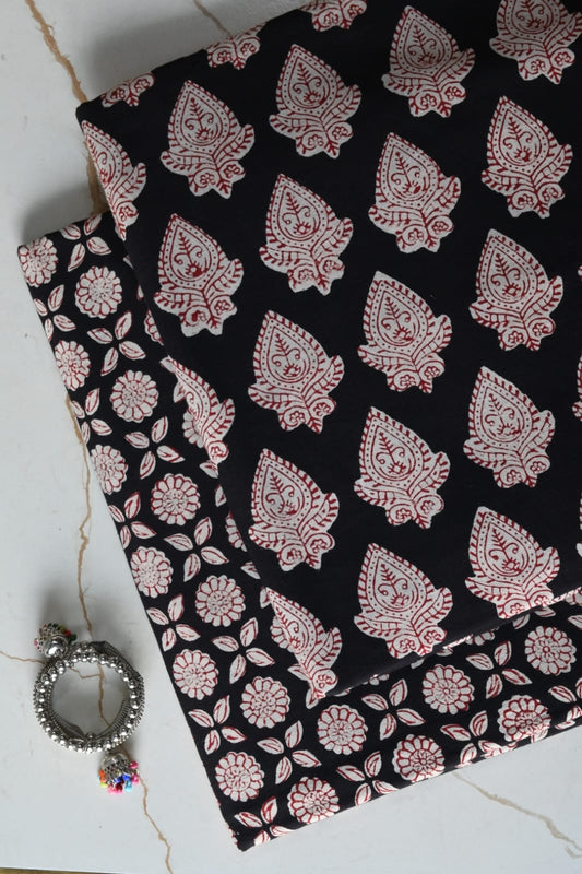 Premium Hand Block Printed Cotton Suit Top And Bottom Set