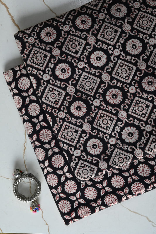 Premium Hand Block Printed Cotton Suit Top And Bottom Set