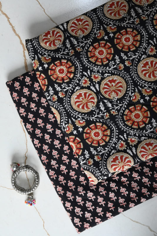 Premium Hand Block Printed Cotton Suit Top And Bottom Set