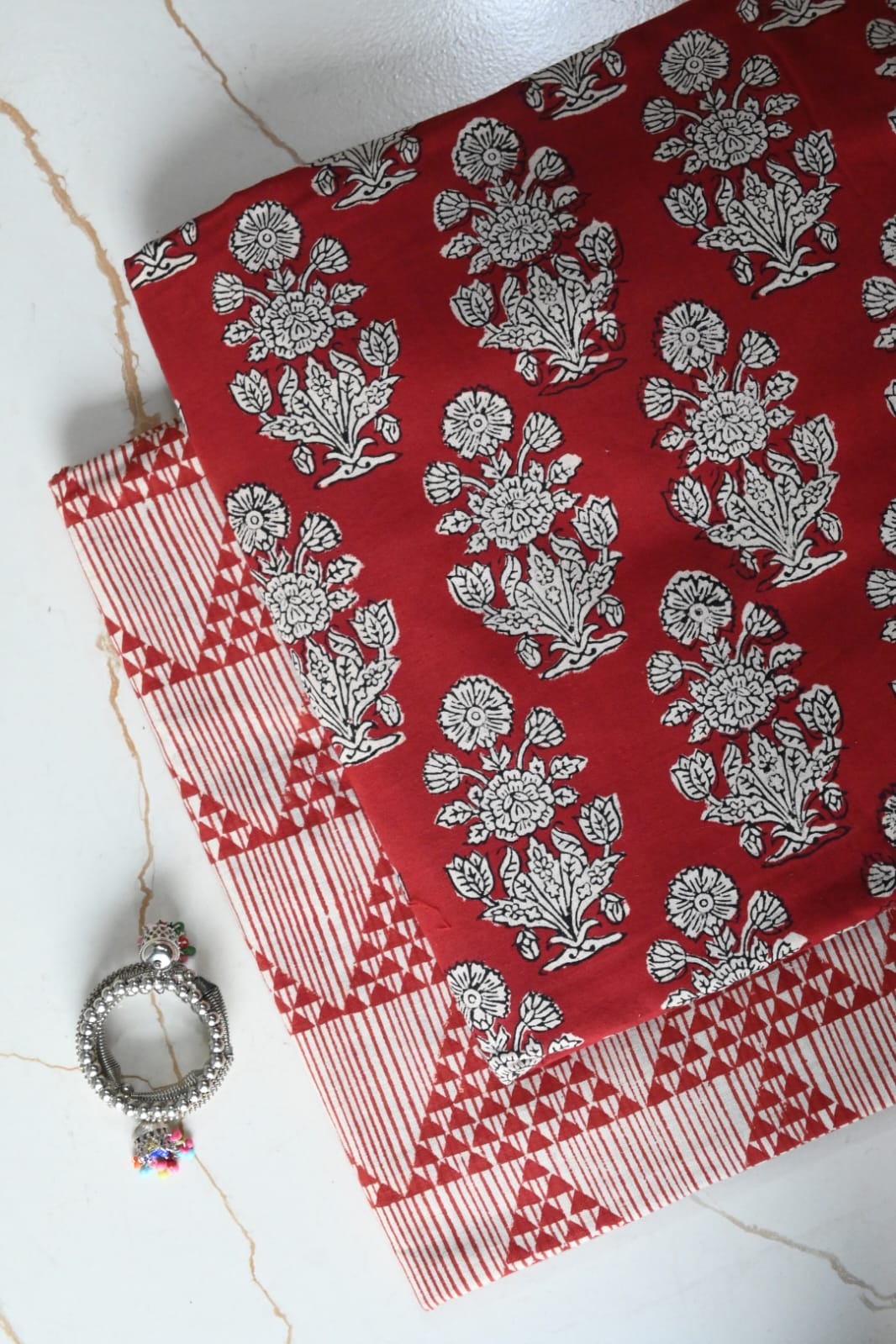 Premium Hand Block Printed Cotton Suit Top And Bottom Set