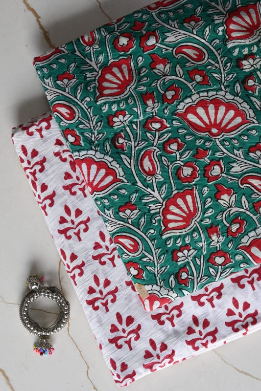 Premium Hand Block Printed Cotton Suit Top And Bottom Set