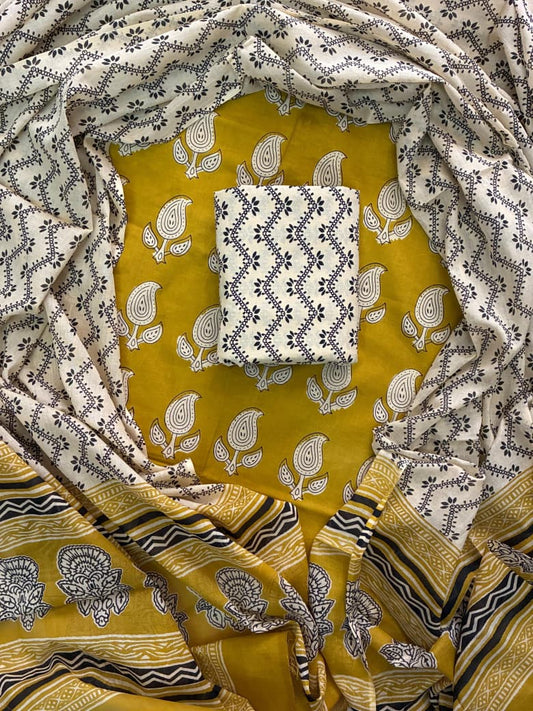 COTTON SUIT WITH MULMUL DUPATTA